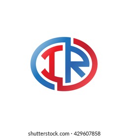 IR initial letters looping linked ellipse logo red blue