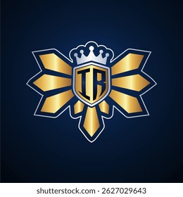 IR initial letters monogram logo for gaming with shield and eagle wing