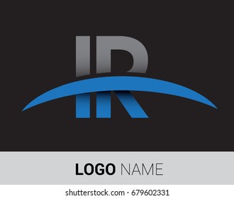 IR initial logo company name colored grey and blue swoosh design.