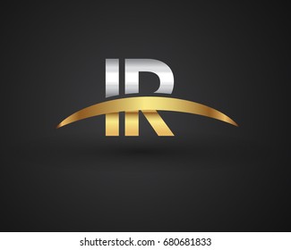 IR initial logo company name colored gold and silver swoosh design. vector logo for business and company identity.
