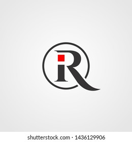 IR Initial logo Lettering Vector. Black and Red monogram logo with circle.