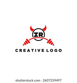 IR initial monogram for fitnes or gym logo with devil style design