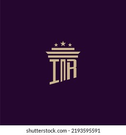 IR initial monogram logo design for lawfirm lawyers with pillar vector image