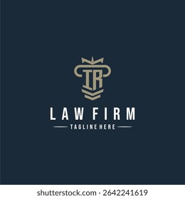 IR initial monogram logo law firm with pillar design