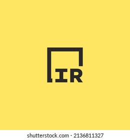 IR initial monogram logo with square style design