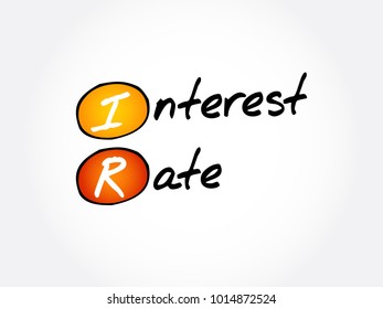 IR - Interest Rate acronym, business concept background