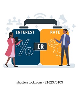 IR - Interest Rate acronym. business concept background. vector illustration concept with keywords and icons. lettering illustration with icons for web banner, flyer, landing pag