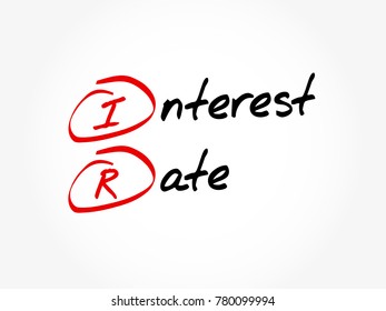 IR - Interest Rate acronym, business concept background