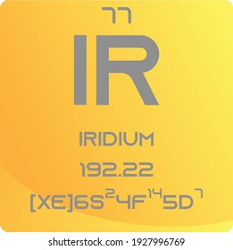 Ir Iridium Transition Metal Chemical Element Vector Illustration Diagram, With Atomic Number, Mass And Electron Configuration. Simple Gradient Flat Hexagon Design For Education, Lab, Science Class.
