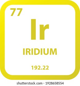 Ir Iridium Transition Metal Chemical Element Vector Illustration Diagram, With Atomic Number, Mass And Electron Configuration. Simple Outline Flat Hexagon Design For Education, Lab, Science Class.
