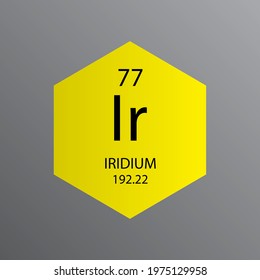 Ir Iridium Transition Metal Chemical Element Periodic Table. Hexagon Vector Illustration, Simple Clean Style Icon With Molar Mass And Atomic Number For Lab, Science Or Chemistry Education.