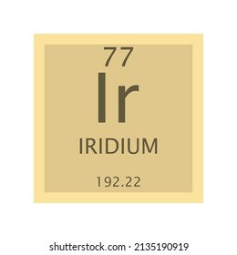 Ir Iridium Transition Metal Chemical Element Periodic Table. Simple Flat Square Vector Illustration, Simple Clean Style Icon With Molar Mass And Atomic Number For Lab, Science Or Chemistry Class.