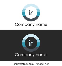 IR letter a circle shape icon logo white blue
