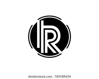 IR letter logo round black