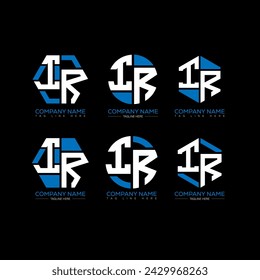 Conjunto de logotipo de letra IR design.IR monograma poligonal y círculo forma vector. Diseño único IR.
