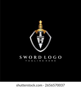 Monograma de luxo de carta IR para imagem estilo escudo e espada