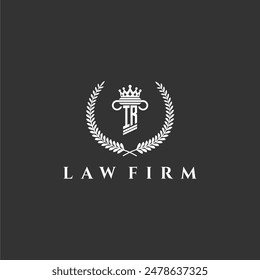 IR letter monogram logo for lawfirm with pillar  crown image design
