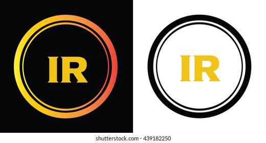 IR letters icon design template elements in abstract background logo, design identity in circle, alphabet letter