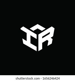 Monograma de logotipo IR con plantilla de diseño de cinta de estilo emblema