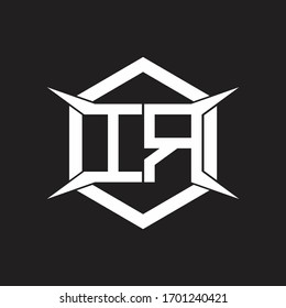 IR Logo monogram with hexagon and four taper shape design template