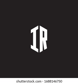 IR Logo monogram with hexagon shape style design template isolated on black background