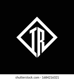 IR logo monogram with square rotate style design template