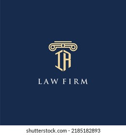 IR monogram initial logo for lawfirm with pillar design