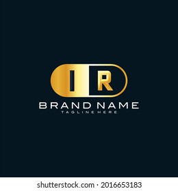 IR monogram logo with oval golden metal shape. premium 3D letters gold design. Logo can be used for business, jewelry shop, clothes, luxury goods. vector illustration template