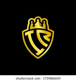 logotipo de monograma IR con plantilla de diseño de estilo de escudo y corona aislado en fondo negro