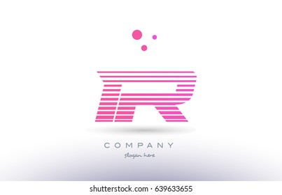 ir i r alphabet letter logo pink purple stripes lines creative text dots company vector icon design template