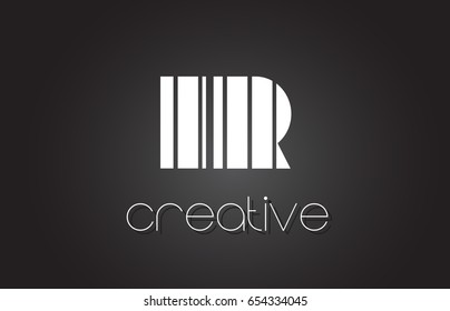 IR I R Creative Letter Logo Design With White and Black Lines.