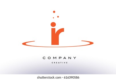 IR I R creative orange swoosh dots alphabet company letter logo design vector icon template