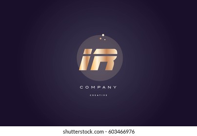ir i r  gold yellow golden metal metallic bold luxury product modern creative gradient alphabet company logo design vector icon template