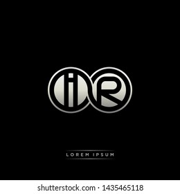 IR I R initial letter linked circle capital monogram logo modern template silver color edition