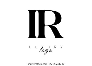 Logotipo de tipografia de monograma de letra serifa IR para identidade de marca premium elegante