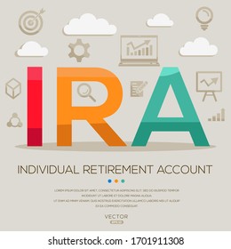  Ira mean (individual retirement account) ,letters and icons,Vector illustration.