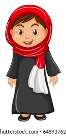 Irag girl in traditional costume illustration