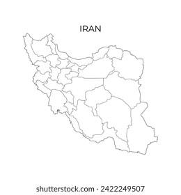 Iran administrative division contour map. Regions of Iran. Vector illustration