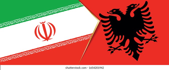 Banderas de Irán y Albania, dos banderas vectoriales símbolo de relación o confrontación.