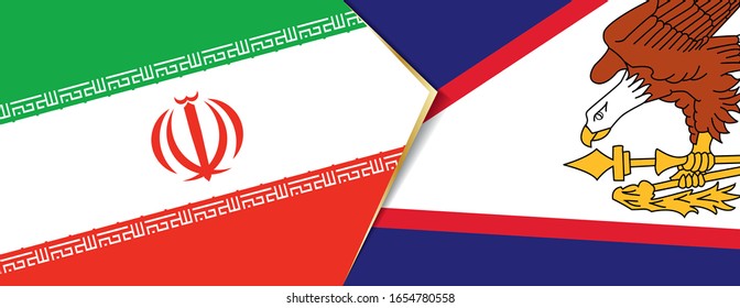Iran and American Samoa flags, two vector flags symbol of relationship or confrontation.