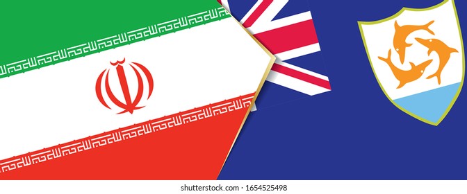 Iran and Anguilla flags, two vector flags symbol of relationship or confrontation.