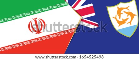 Iran and Anguilla flags, two vector flags symbol of relationship or confrontation.