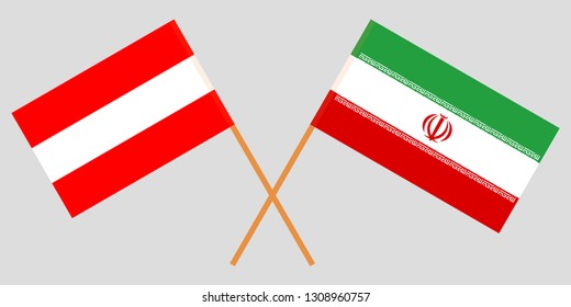 Iran and Austria. The Iranian and Austrian flags. Official colors. Correct proportion. Vector illustration