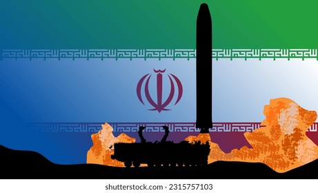 Abschuss ballistischer Raketen im Iran, hochwertiger Vektorgrafik