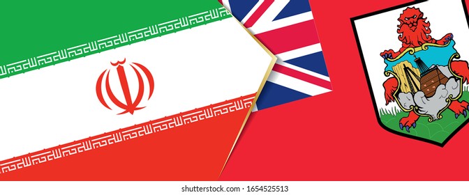 Iran and Bermuda flags, two vector flags symbol of relationship or confrontation.