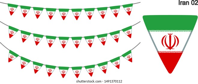 Iran Bunting Flags Isolated on white Background. vector illustration.