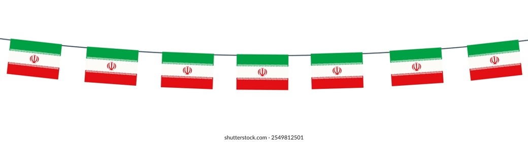 Iran bunting flags on white background. Garland flag for celebration concept. Vector illustration.