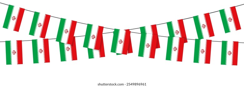 Iran bunting flags on white background. Garland flag for celebration concept.