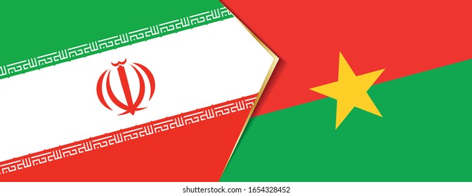 Iran and Burkina Faso flags, two vector flags symbol of relationship or confrontation.