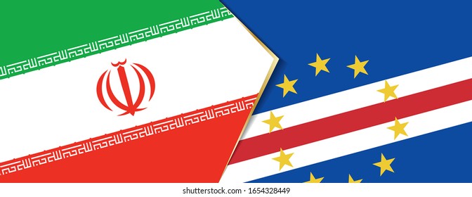 Iran and Cape Verde flags, two vector flags symbol of relationship or confrontation.